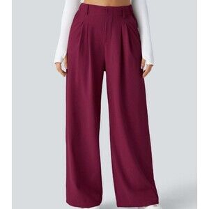 NWT HALARA Women's Wide Leg Pants - Burgundy M Medium Tall Long